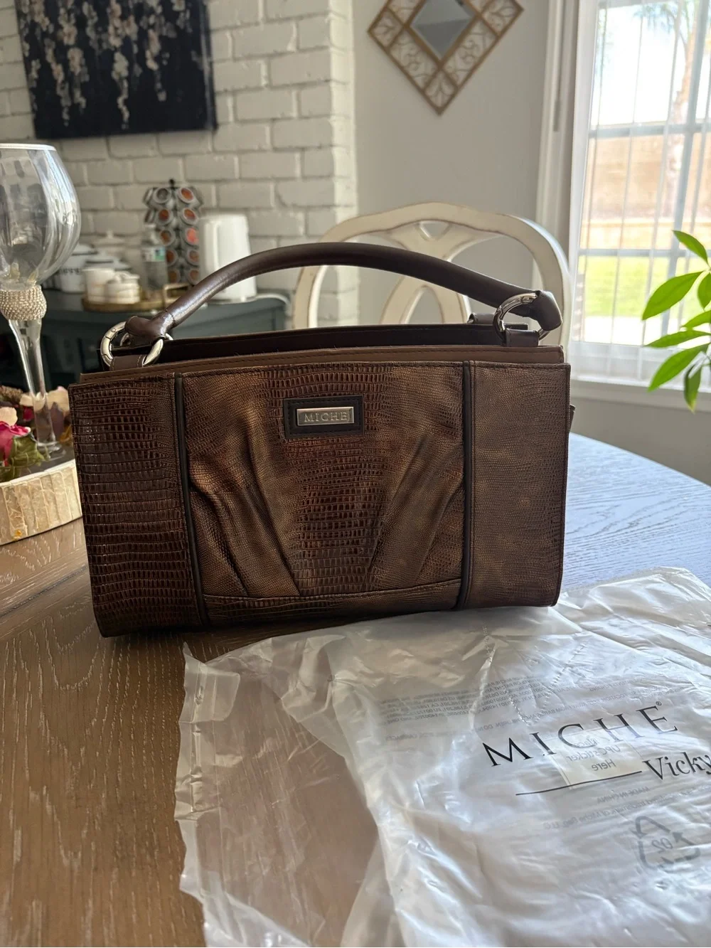 Miche Brown Convertible Top-Handle Messenger with Interchangeable Panels